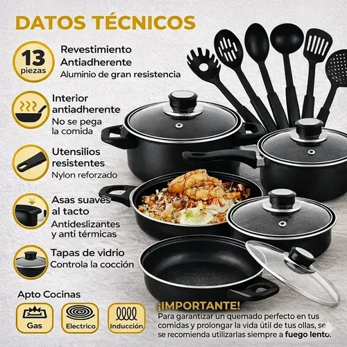 VELKORA - Set de ollas antiadherente premium